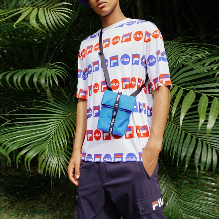 Logo Full Print Sports Loose Round Neck Short Sleeve White