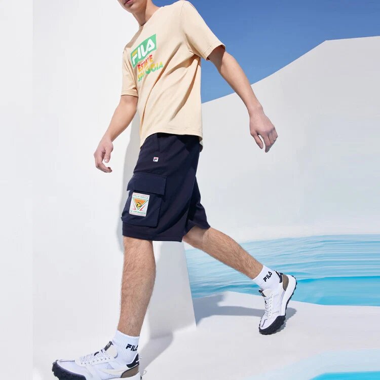 Logo Letter Printing Pocket Short Pant Male Blue