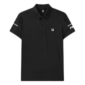 Logo Pattern Loose Short Sleeve polo Black