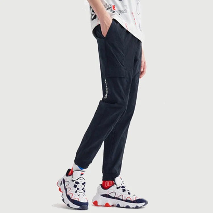 Logo Side Woven Sports Pants Blue