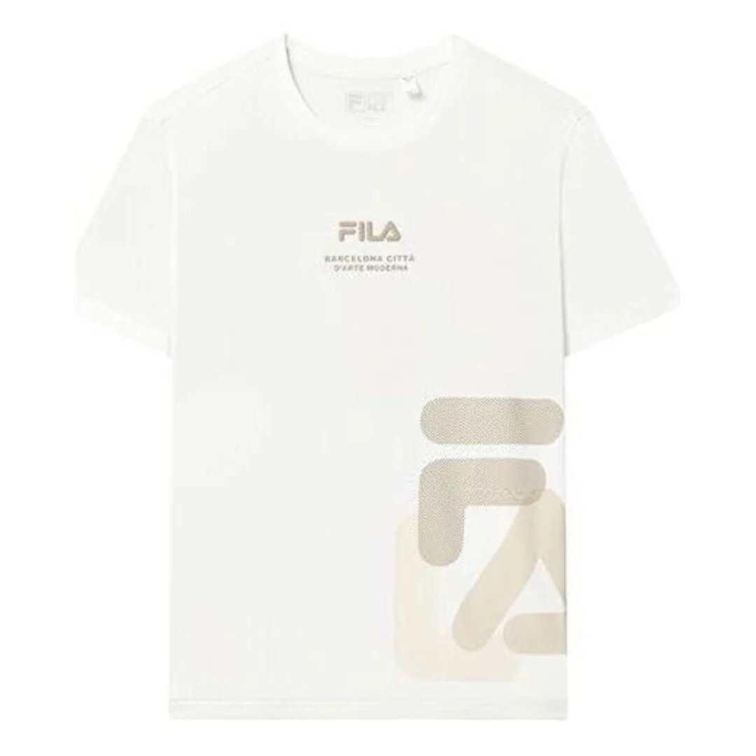 Loose Fit Logo Print T-Shirt "White Beige"