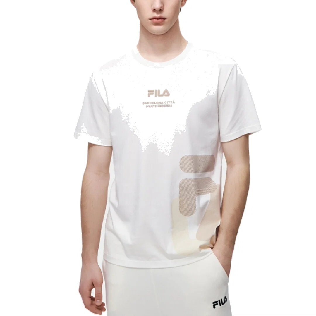 Loose Fit Logo Print T-Shirt "White Beige"