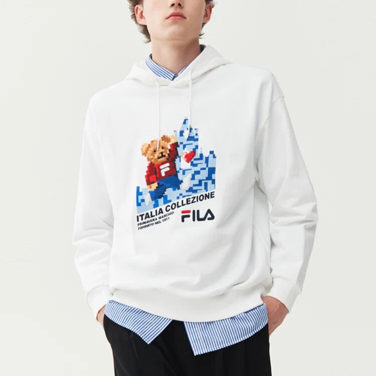 Loose Sports Pullover hooded Long Sleeves White