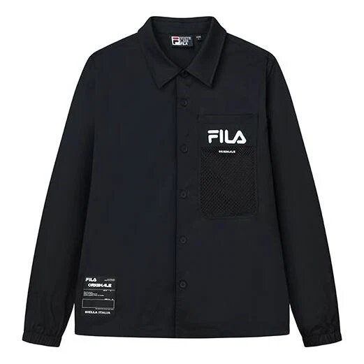 Men"s FILA Alphabet Logo Athleisure Casual Sports Jacket Black