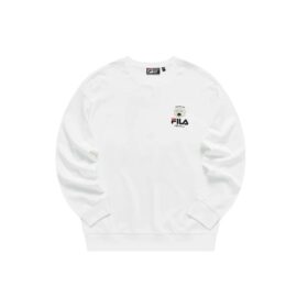 Men”s FILA x Pepe Shimada Crossover Cartoon Printing Sports Round Neck Pullover White