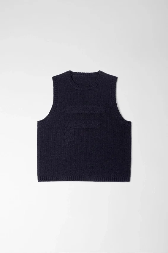 Midnight Blue Cropped Knit Vest