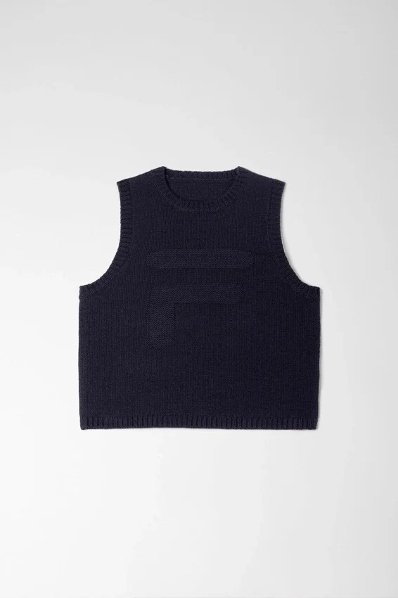 Midnight Blue Cropped Knit Vest