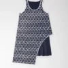 Midnight Blue Dress Double Layered Racerback Dress