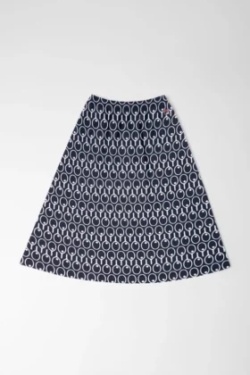 Midnight Blue Flared Pocketed Midi Skirt