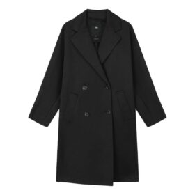 Milano Solid Color Mid-Length Knitted Coat "Black"