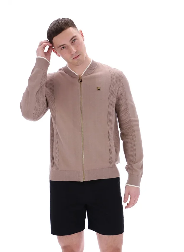 Mocha Meringue Ferguson Open Knit Pointelle Panel Track Top