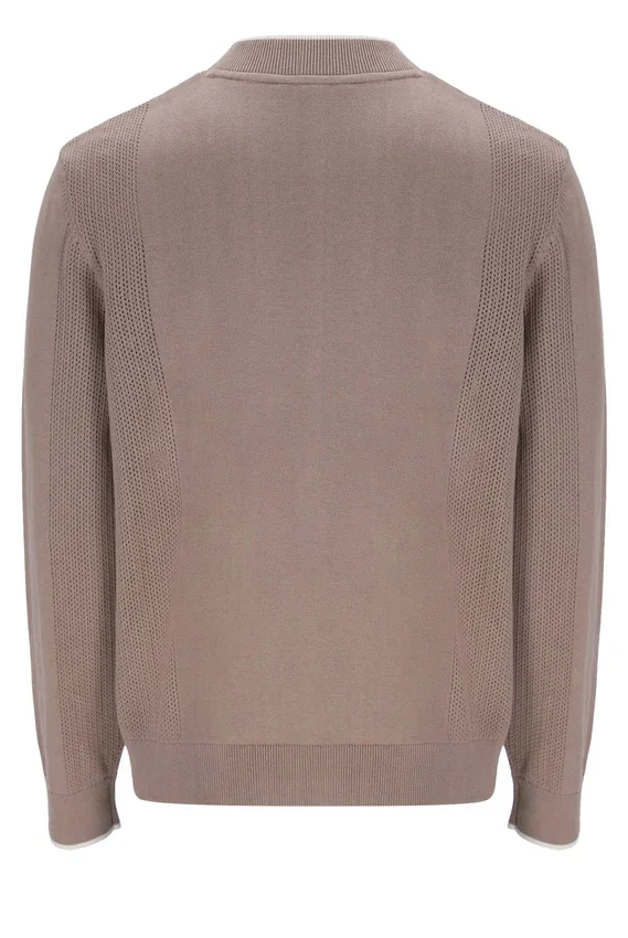 Mocha Meringue Ferguson Open Knit Pointelle Panel Track Top