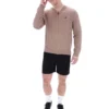 Mocha Meringue Ferguson Open Knit Pointelle Panel Track Top