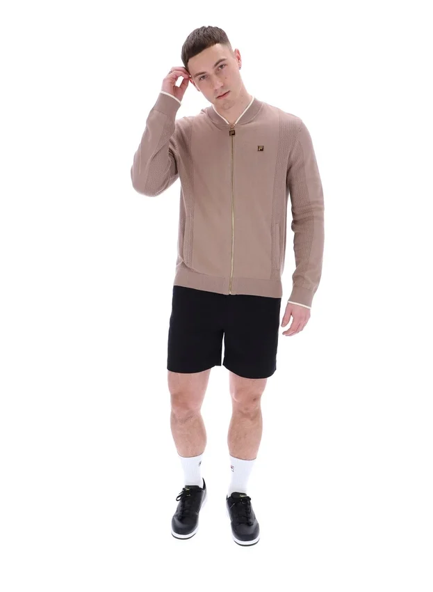 Mocha Meringue Ferguson Open Knit Pointelle Panel Track Top