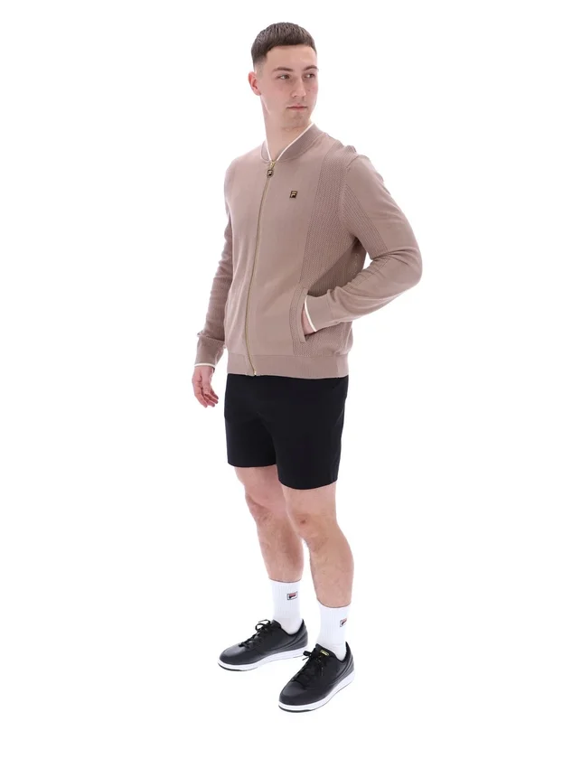 Mocha Meringue Ferguson Open Knit Pointelle Panel Track Top