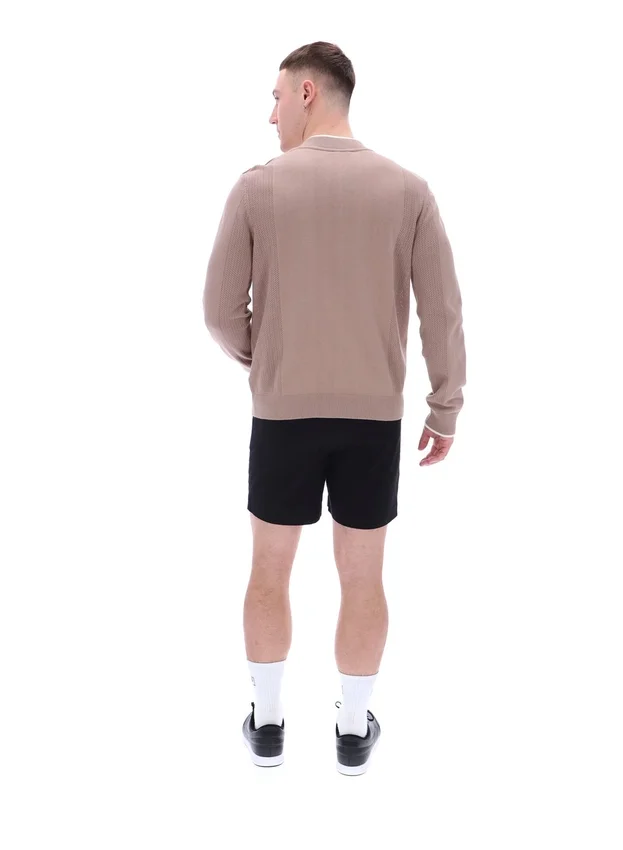 Mocha Meringue Ferguson Open Knit Pointelle Panel Track Top