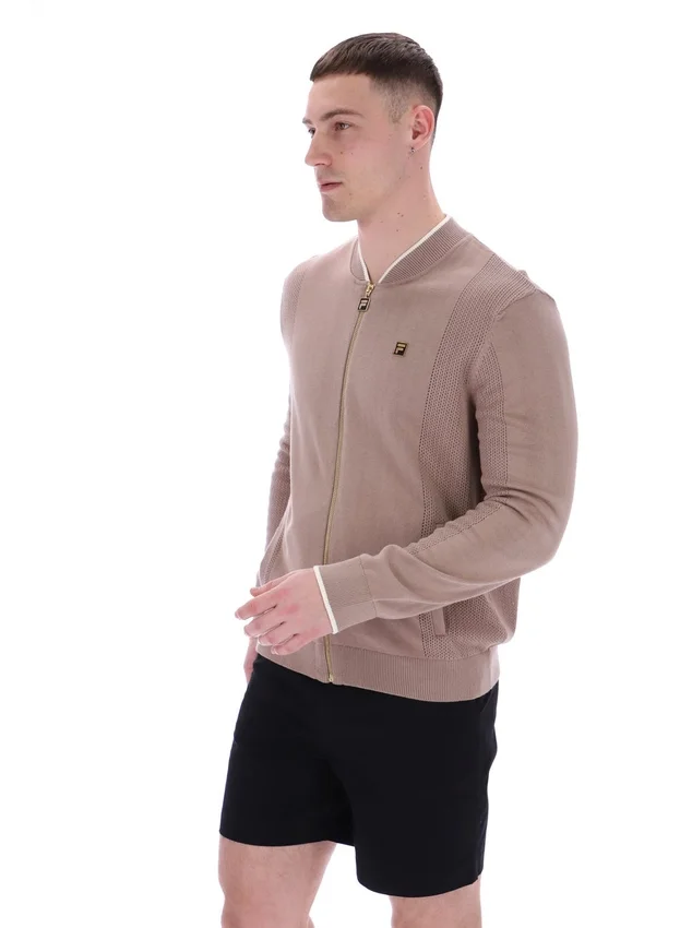 Mocha Meringue Ferguson Open Knit Pointelle Panel Track Top