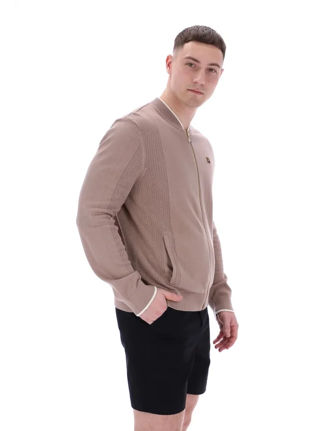 Mocha Meringue Ferguson Open Knit Pointelle Panel Track Top