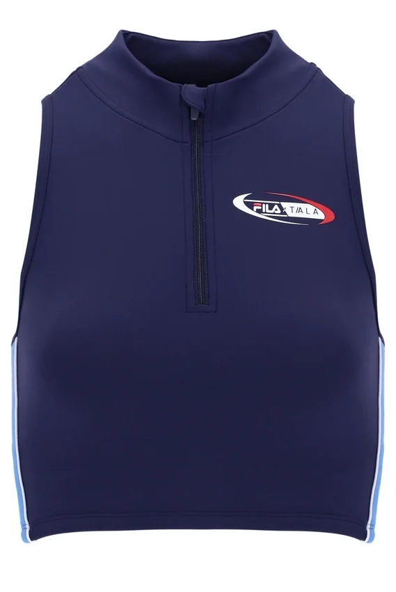 Navy FILA x TALA SKINLUXE Zip-Up Crop Top
