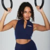 Navy FILA x TALA SKINLUXE Zip-Up Crop Top