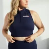 Navy FILA x TALA SKINLUXE Zip-Up Crop Top