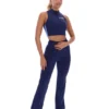 Navy FILA x TALA SKINLUXE Zip-Up Crop Top