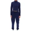 Navy Heidi Cropped Roll Neck Top