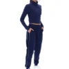 Navy Heidi Cropped Roll Neck Top
