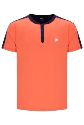 Neon Orange Men’s Henry Neck Tennis T-Shirt
