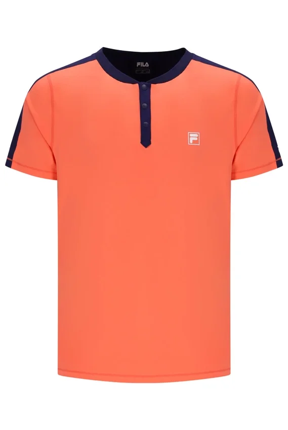 Neon Orange Men’s Henry Neck Tennis T-Shirt
