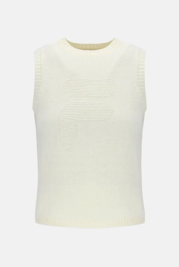 Off White Cropped Knit Vest