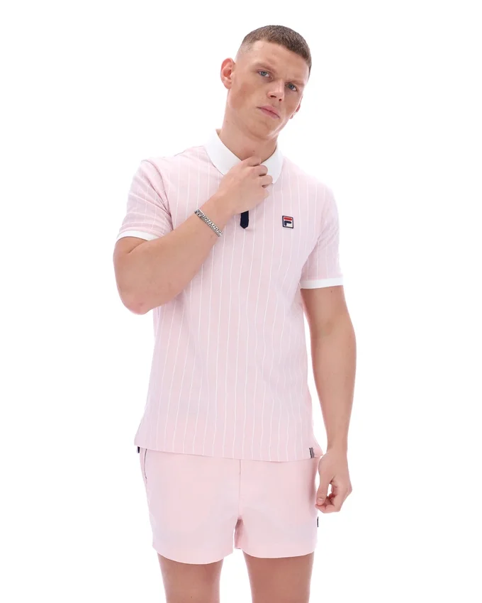 Pale Pink BB1 Classic Vintage Striped Polo