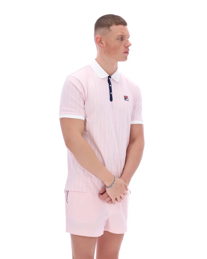 Pale Pink BB1 Classic Vintage Striped Polo