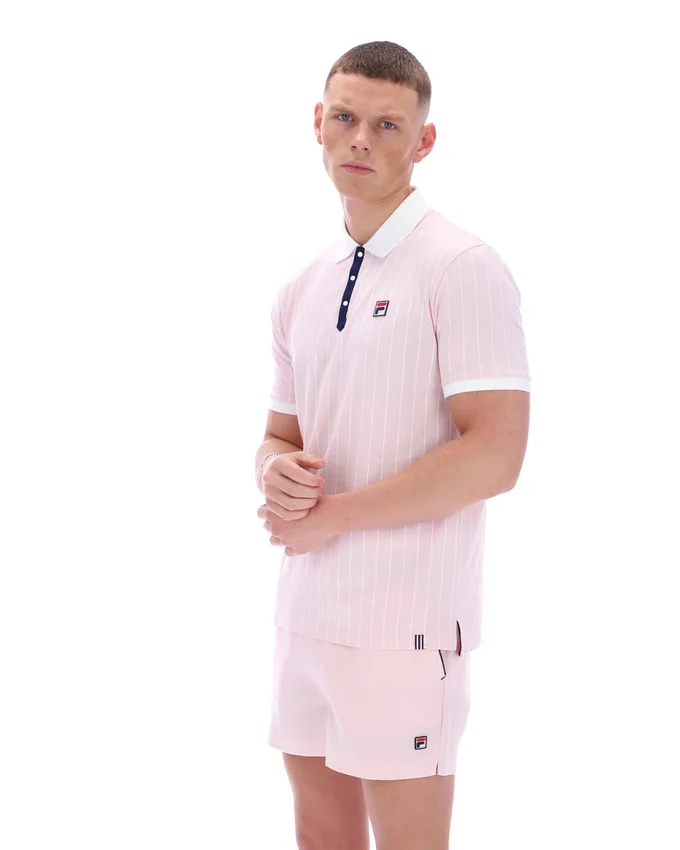 Pale Pink BB1 Classic Vintage Striped Polo
