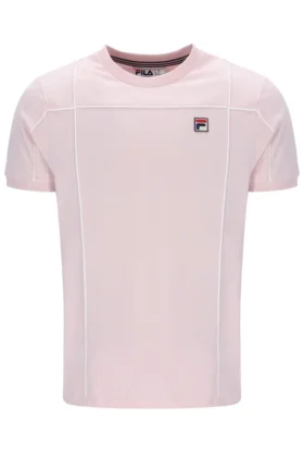 Pale Pink Terri T-Shirt with Contrast Piping