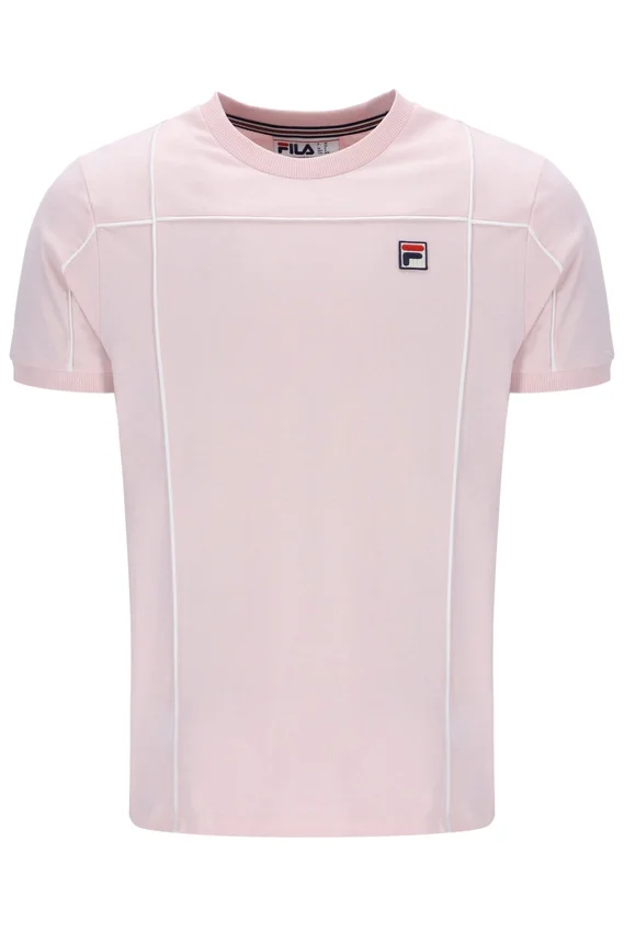 Pale Pink Terri T-Shirt with Contrast Piping
