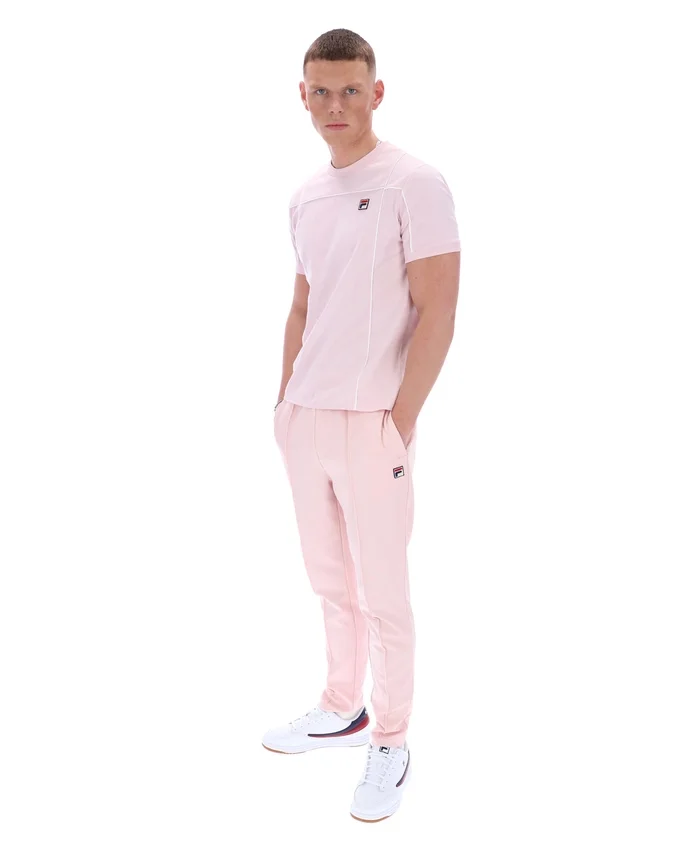 Pale Pink Terri T-Shirt with Contrast Piping