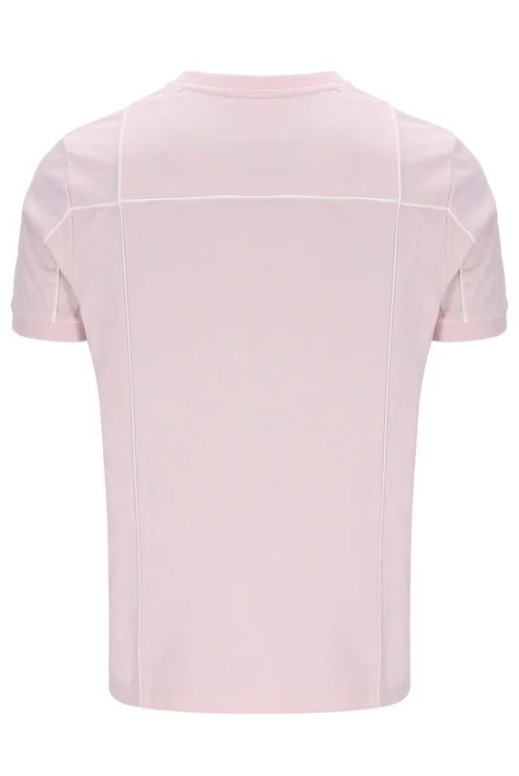 Pale Pink Terri T-Shirt with Contrast Piping