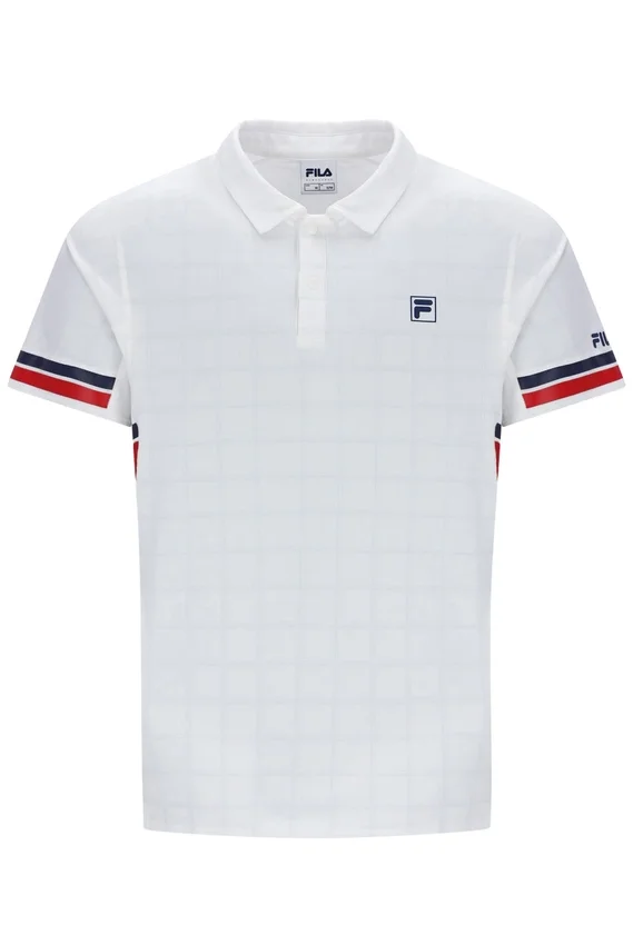 Pattern White Men’s Polo Tennis T-Shirt