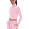 Pink Heidi Cropped Roll Neck Top