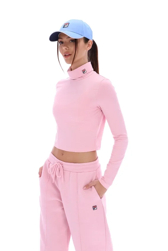 Pink Heidi Cropped Roll Neck Top