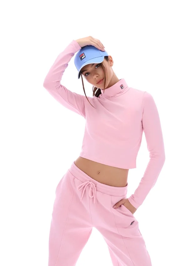 Pink Heidi Cropped Roll Neck Top