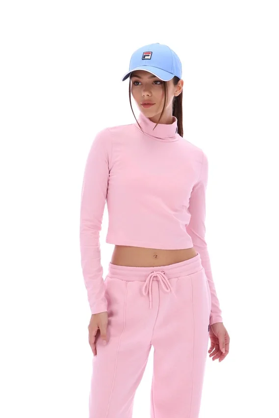 Pink Heidi Cropped Roll Neck Top