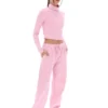 Pink Heidi Cropped Roll Neck Top