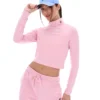 Pink Heidi Cropped Roll Neck Top
