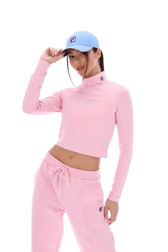 Pink Heidi Cropped Roll Neck Top