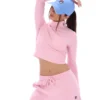 Pink Heidi Cropped Roll Neck Top