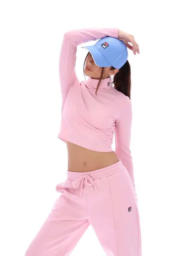 Pink Heidi Cropped Roll Neck Top