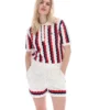 Porto Knitted Crochet Stripe Polo