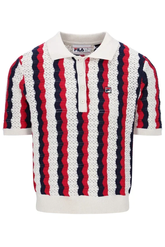 Porto Knitted Crochet Stripe Polo